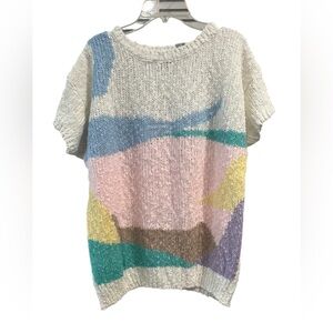 Sheridan Square Wearable Art Knit Top Abstract Colorblock Sweater S